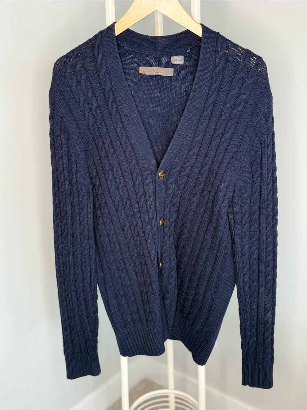 Ben Sherman Navy Cable Knit Button-Up Cardigan